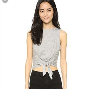 Club Monaco cotton modal tie front crop tank